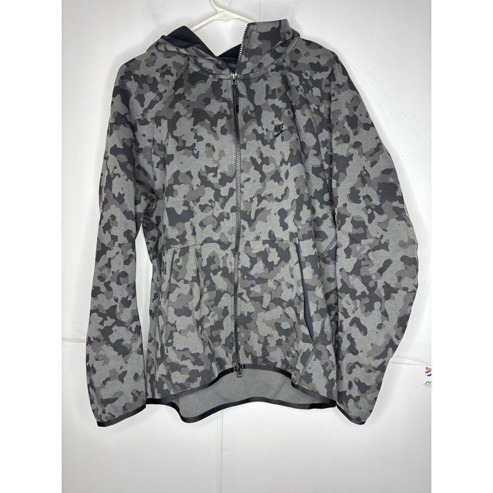 Nike Sportswear Tech Fleece Camo Full Zip Hoodie Grey CJ5975-010 Mens Large blem